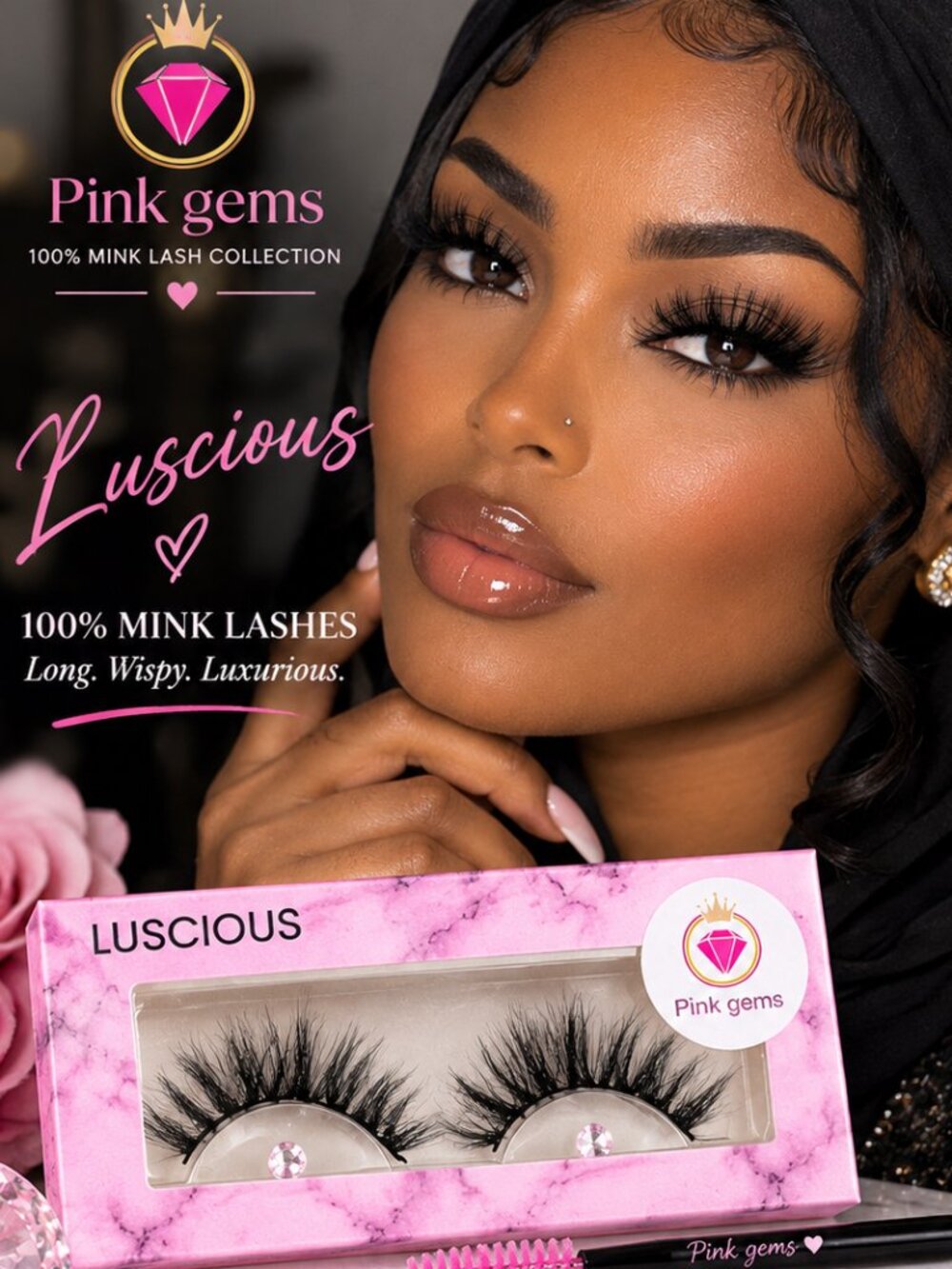 LUSCIOUS 100% Mink Lashes – Long Wispy Luxury Reusable